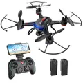 Holy Stone F181W 1080P Wifi FPV Drone with Wide-Angle HD Camera Live Video RC Quadcopter with Altitude Hold, Gravity Sensor Function, RTF and Easy to Fly for Beginner & Kids, 2 Batteries Included