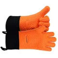 GEEKHOM Grilling Gloves, Heat Resistant Gloves BBQ Kitchen Silicone Oven Mitts, Long Waterproof Non-Slip Potholder for Barbecue, Cooking, Baking(Orange)