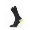 SEALSKINZ Unisex Waterproof All Weather Mid Length Sock With Hydrostop, Black/Neon Yellow, Large