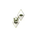 Umbra Trigg Hanging Planter Vase & Geometric Wall Decor Container, Set of 2, Small, White/Brass