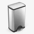 Simplehuman CW1814 38 Liter / 10 Gallon Stainless Steel Rectangular Kitchen Step Trash Can, Brushed Stainless Steel Large