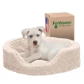 Furhaven Pet Dog Bed - Round Oval Cuddler Ultra Plush Faux Fur Nest Lounger Pet Bed for Dogs and Cats, Cream, Small
