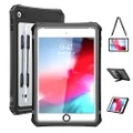 ShellBox Case iPad Mini 4/5 Waterproof Case, Protective Full Body Shockproof Dustproof Cover Case with Adjustable Tablet Stand Built-in Screen Protector for iPad Mini 5/iPad Mini 4 Case(Black)