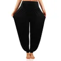 fitglam Women's Harem Pants Loose Casual Lounge Yoga Pants Plus Size Joggers (Black, L)