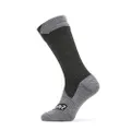 SEALSKINZ Unisex Waterproof All Weather Mid Length Sock, Black/Grey Marl, Large