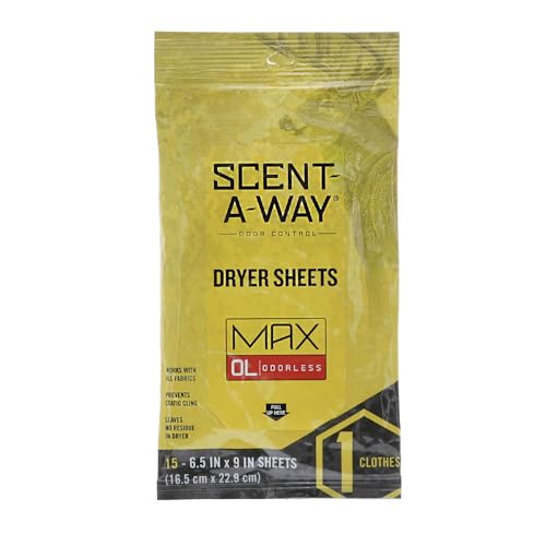 Hunters Specialties Scent-A-Way Dryer Sheets Unscented Spray Multi, Odorless