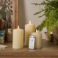 Lights4fun, Inc. Set of 3 TruGlow™ Ivory Wax Flameless LED Battery Operated Pillar Candles with Remote Control
