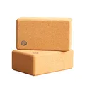 Manduka Cork Yoga Block - Resilient Material, Portable Fit & Easy to Grip, Comfortable Contoured Edges, Firm Stability for Balance and Support in Any Yoga Pose - Cork, 9''L x 6''H x 4''D (Pack of 2)