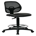 Office Star Deluxe Vinyl Seat and Mesh Back Drafting Chair with 20-inch Diameter Adjustable Footring, Black