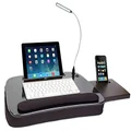 Sofia + Sam Multi Tasking Memory Foam Lap Desk with USB Light and Mouse Pad - Portable Foldable Home Working Office Workstation - Bed Table Tray for Eating - Fits Computer Up to 15" - Soft Cushion
