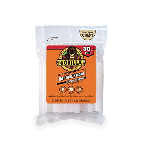 Gorilla 3033002 Hot Glue Stick Full Size, 4" (30 Piece)