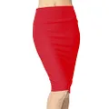 Urban CoCo Women's Elastic Waist Stretch Bodycon Midi Pencil Skirt (XL, Red)