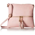 DELUXITY Lightweight Medium Crossbody Bag with Tassel, Blush, One Size