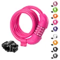 Titanker Bike Lock, 4 Feet Security Resettable Combination Coiling Bike Cable Locks with Mounting Bracket, 1/2 Inch Diameter (Pink)