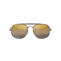 Ray-Ban Men's Rb3561 The General Square Sunglasses, Gunmetal/Brown Mirrored Silver Gold, 57 mm