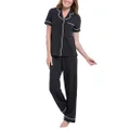 PajamaGram Pajama Set for Women - Black Pajamas for Women, Black, L, 12-14