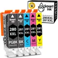 Smart Ink Compatible Ink Cartridges Replacement for Canon 281 280 PGI-280XXL CLI-281XXL (5 Combo Pack) to use with Canon Printers Pixma TR8520 TS9120 TS6120 TR8620 TR8620a TS6320 TR7520 PGBK/BK/C/M/Y
