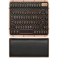 Azio Retro Compact Keyboard (Artisan) - Bluetooth Wireless/USB Wired Vintage Backlit Leather Mechanical Keyboard with Arm Rest for Mac and PC (MK-RCK-L-03-US)