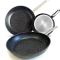 Jean-Patrique Stonetastic Granite Nonstick Frying Pans - Set of 3 Induction Frying Pans Non Stick - Frying Pan Set for All Types of Stove Tops & Oven Safe 7.8 inch, 9.4 inch, 11 inch