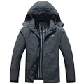 OTU Men's Lightweight Waterproof Hooded Rain Jacket Outdoor Raincoat Shell Jacket for Hiking Travel, Darkgrey, Large