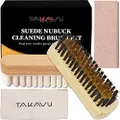 TAKAVU Premium Suede & Nubuck Cleaning Brush Kit, Crepe brush, Brass Bristle Brush, Microfiber Towel Cloth, Cleaning Block Eraser for Cleaning Shoes, Boots, Multicolor