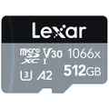 Lexar Professional 1066x 512GB microSDXC UHS-I Card w/SD Adapter, C10, U3, V30, A2, Full HD, 4K UHD, Up to 160MB/s Read, for Action Cameras, Drones, High-End Smartphones, Tablets (LMS1066512G-BNANU)