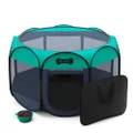 Ruff 'N Ruffus Portable Foldable Pet Playpen + Carrying Case + Travel Bowl | Available in 3 Sizes Indoor/Outdoor Water-Resistant Removable Shade Cover