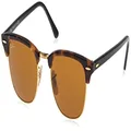 Ray-Ban RB3016 Clubmaster Square Sunglasses, Spotted Brown Havana/Brown, 51 mm