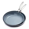 GreenPan Valencia Pro Hard Anodized Healthy Ceramic Nonstick 10" and 12" Frying Pan Skillet Set, PFAS-Free, Induction, Dishwasher Safe, Oven Safe, Gray