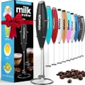 (Black) - Milk Frother Handheld Battery Operated Electric Foam Maker Powerlix Stainless