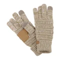 C.C Unisex Cable Knit Winter Warm Anti-Slip Touchscreen Texting Gloves, 2 Tone Taupe