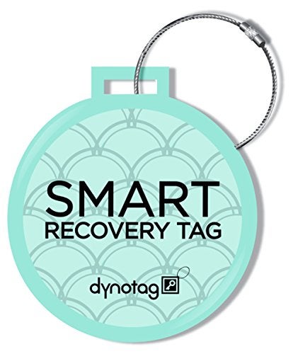 Dynotag® Web Enabled Smart Deluxe Steel Luggage ID Tag & Braided Steel Loop, with DynoIQ™ & Lifetime Recovery Service (Turquoise)