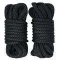 Rainier Supply Co Dock Lines - 2 Pack 15' Double Braided Nylon Dock Line/Mooring Lines - Ultra Strong and Soft - Boat Accessories - 15' x 3/8" with 12" Eyelet, Black