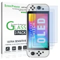 amFilm Tempered Glass Screen Protector Compatible with Nintendo Switch OLED model 2021 (3-Pack)