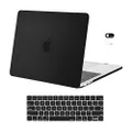 MOSISO Compatible with MacBook Pro 13 inch Case 2023, 2022, 2021-2016 M2 M1 A2338 A2251 A2289 A2159 A1989 A1708 A1706, Plastic Hard Shell Case & Keyboard Cover Skin & Webcam Cover, Black