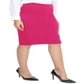 Urban CoCo Women's Elastic Waist Stretch Bodycon Midi Pencil Skirt (XL, Rose)