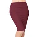 Urban CoCo Women's Elastic Waist Stretch Bodycon Midi Pencil Skirt (2XL, Wine red)