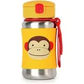 Skip Hop Baby Zoo Little Kid and Toddler Feeding Travel-To-Go Insulated Stainless Steel Straw Bottle, 12oz, Multi Marshall Monkey