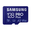 SAMSUNG PRO Plus + Adapter 128GB microSDXC Up to 160MB/s UHS-I, U3, A2, V30, Full HD & 4K UHD Memory Card for Android Smartphones, Tablets, Go Pro and DJI Drone (MB-MD128KA/AM)