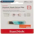 Sandisk SDIX90N-064G-GN6NK USB 3.0 iXpand Flash Drive Flip, 64GB, Mint Green