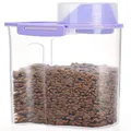 Pet Food Storage Container with Measuring Cup, Pour Spout and Seal Buckles Food Dispenser for Dogs Cats (Purple)