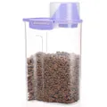 Pet Food Storage Container with Measuring Cup, Pour Spout and Seal Buckles Food Dispenser for Dogs Cats (Purple)