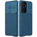 imluckies Compatible with Samsung Galaxy S21 Ultra Case with Camera Cover, Hard PC Back & Soft Bumper, Protective & Slim Fit, Camera Protection Case for Samsung Galaxy S21 Ultra 6.8"-Blue