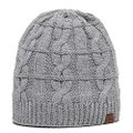 SEALSKINZ Unisex Waterproof Cold Weather Cable Knit Beanie, Grey Marl, Large/X-Large