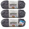 Bernat Baby Velvet Yarn - 3.5 Oz, Vapor Gray - 3 Pack Bundle with Bella's Crafts Stitch Markers