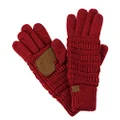 C.C Unisex Cable Knit Winter Warm Anti-Slip Touchscreen Texting Gloves, Burgundy Metallic
