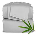 Pure Bamboo Queen Bed Sheet Set, Genuine 100% Organic Viscose Derived from Bamboo, Luxuriously Soft & Cooling, Double Stitching, Lifetime Quality Promise (Queen, Silver Pearl)