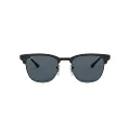 Ray-Ban RB3716 Clubmaster Metal Square Sunglasses, Black On Matte Black/Blue, 51 mm