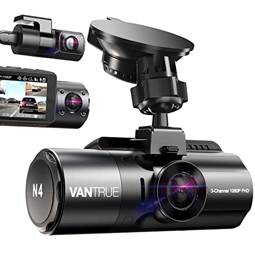 Vantrue N4 3 Channel Dash Cam, 1440P+1080P+1080P Front, Inside and Rear Triple Lens Three Way Car Dash Camera, IR Night Vision, Capacitor, 24 Hours Parking Mode, Collision Detection, Support 256GB Max