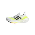 adidas Ultraboost 21 Running Shoe, White/Black/Solar Yellow, 5 US Unisex Big Kid